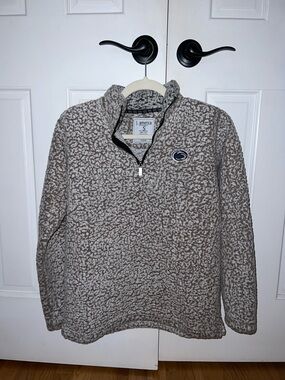 J. America Penn State women’s Cream & Taupe Sherpa Quarter-Zip Pullover